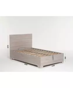 Letto 1 piazza e mezza 'hi box' olmo naturale con rete, contenitore e piedini 120x190 cm